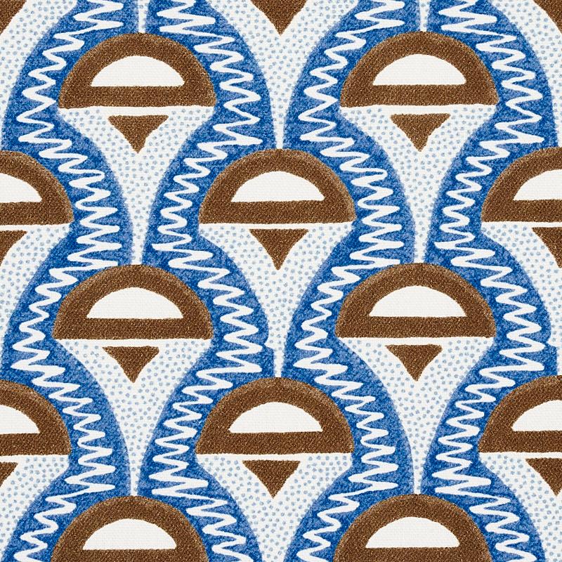 Schumacher Abelino Blue & Brown Fabric