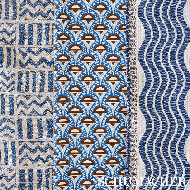 Schumacher Abelino Blue & Brown Fabric