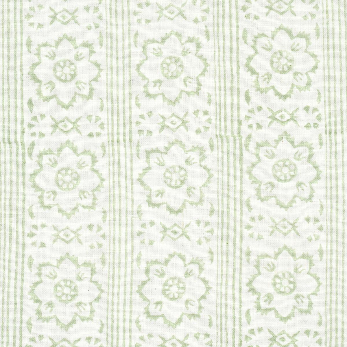 Schumacher Sunda Hand Blocked Print Sage Fabric