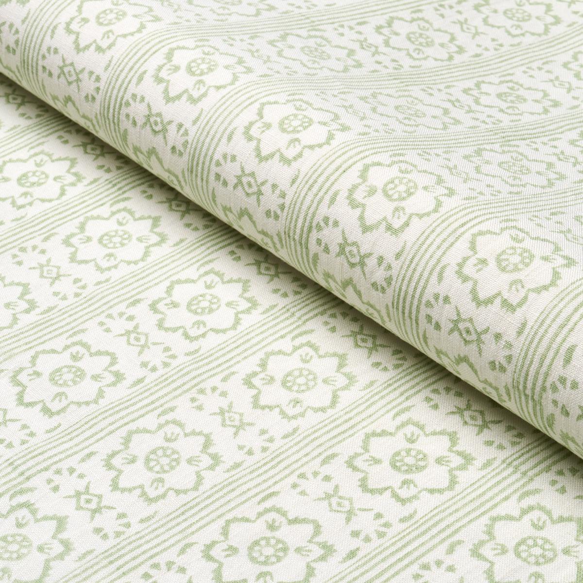 Schumacher Sunda Hand Blocked Print Sage Fabric
