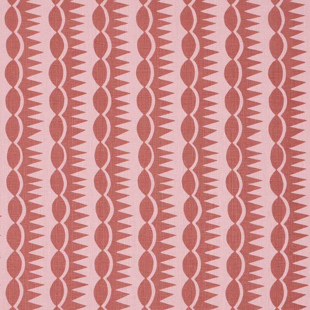 Schumacher Dagger Stripe Red On Pink Fabric