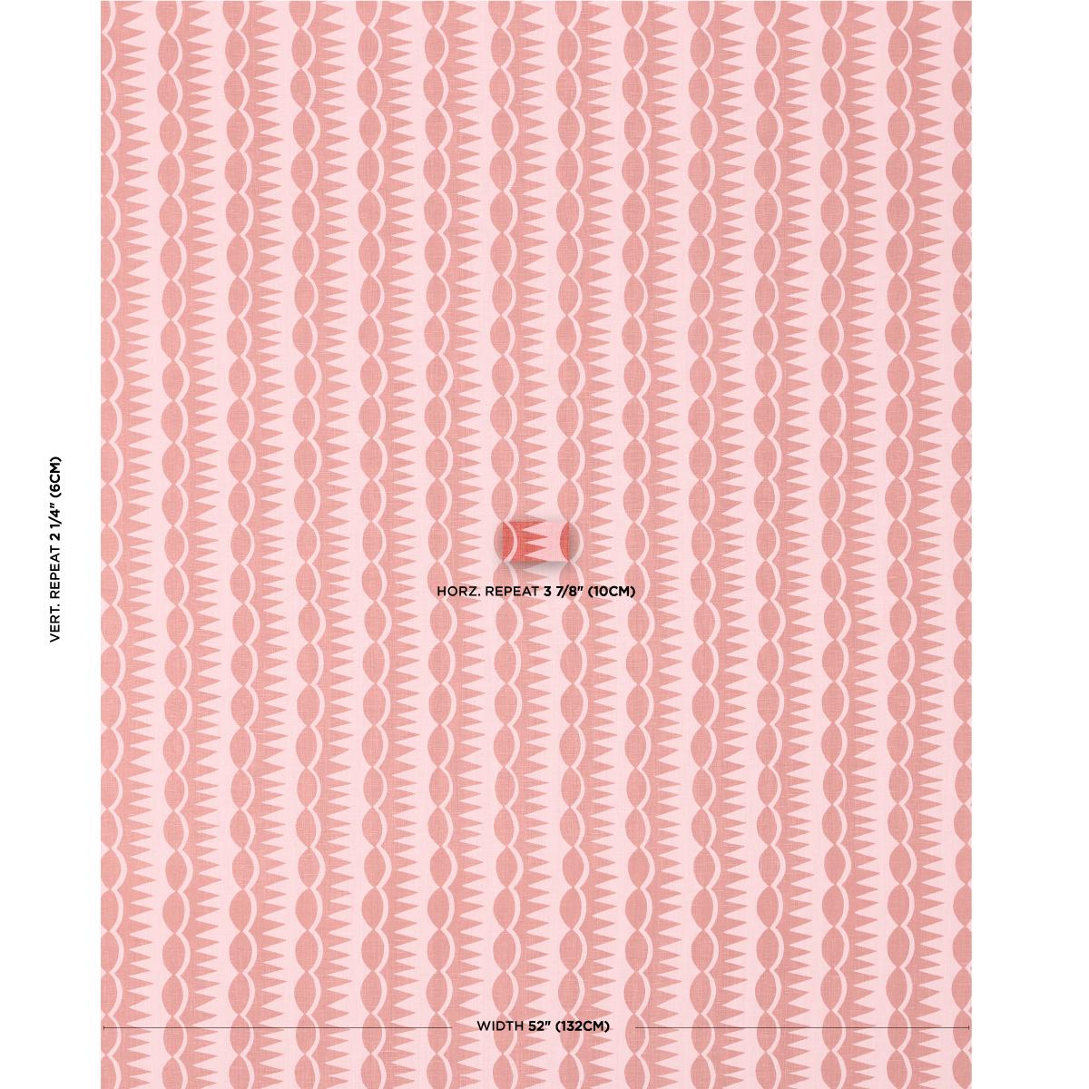 Schumacher Dagger Stripe Red On Pink Fabric