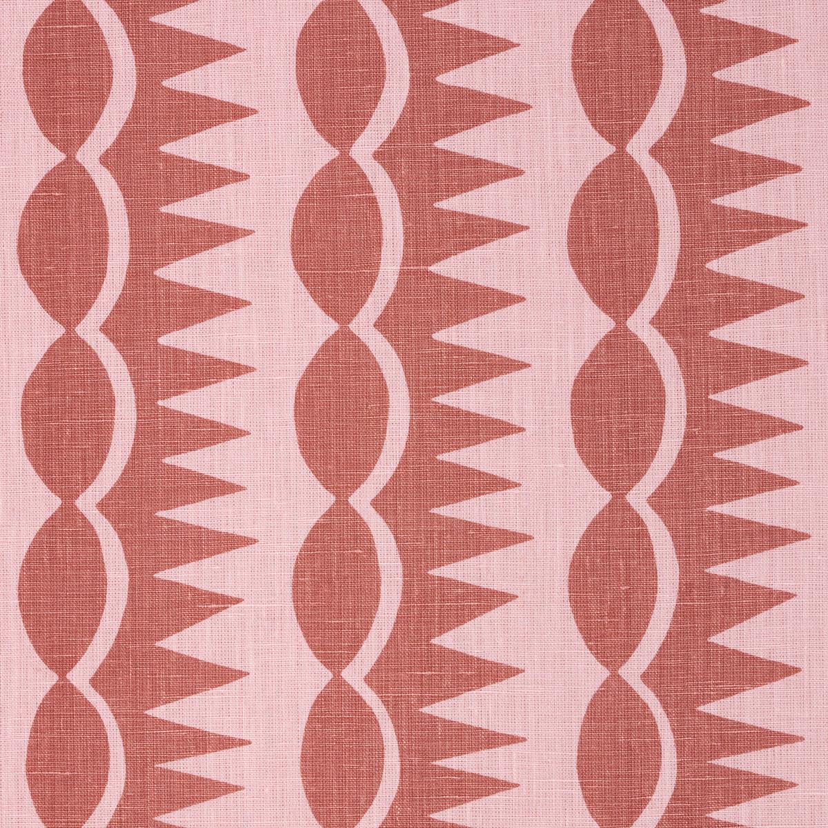 Schumacher Dagger Stripe Red On Pink Fabric