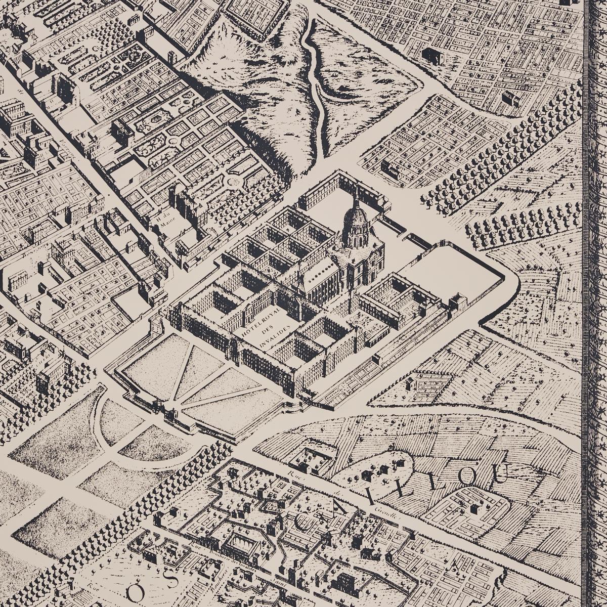 Schumacher La Cite Panel Set Ebony On Cream Wallpaper