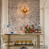 Schumacher La Cite Panel Set Ebony On Cream Wallpaper