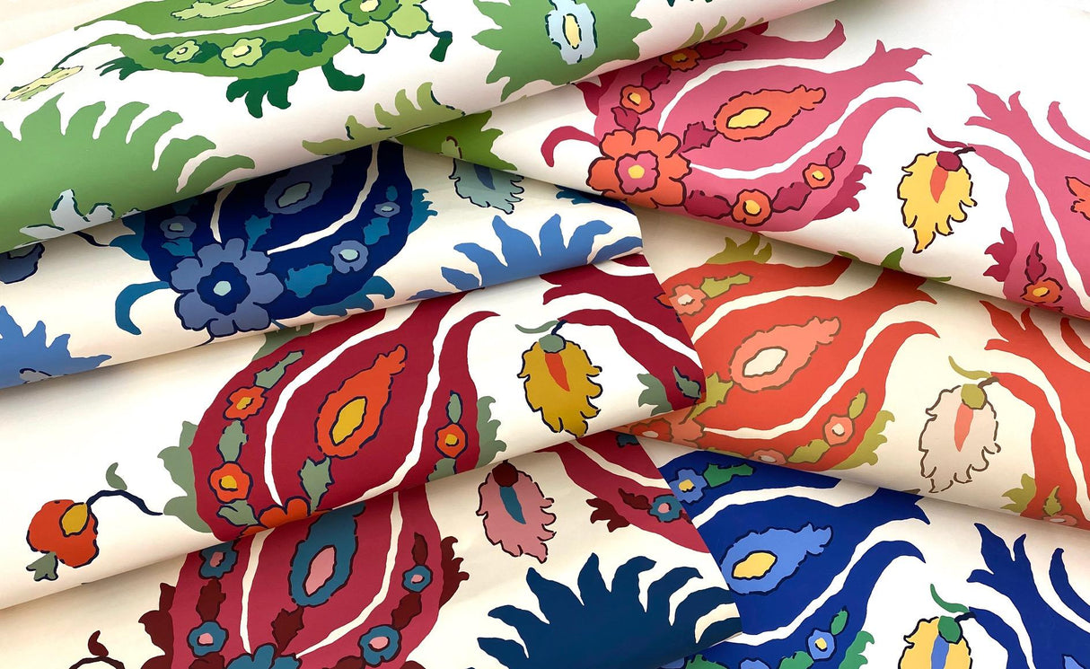 Brunschwig & Fils KASHMIRI NAVY/BERRY Wallpaper