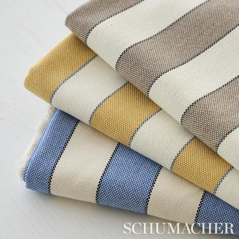 Schumacher Blumont Stripe Indoor/Outdoor Stone Fabric