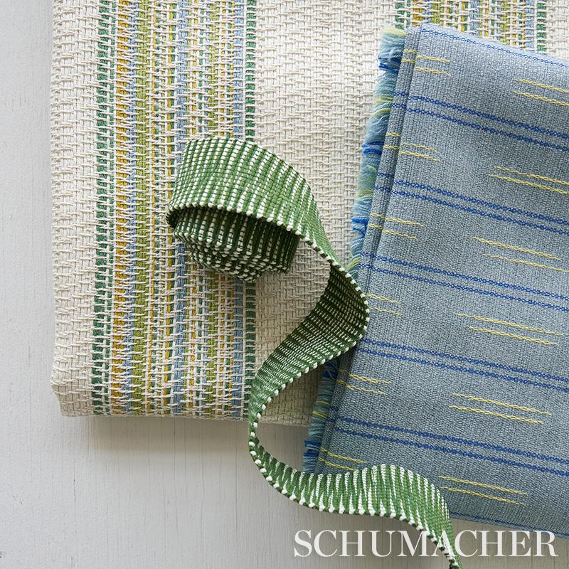 Schumacher Bendita Stripe Indoor/Outdoor Leaf Fabric