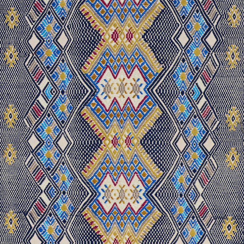 Schumacher Kaya Hand Woven Brocade Blue Fabric