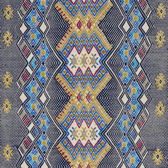 Schumacher Kaya Hand Woven Brocade Blue Fabric
