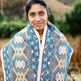 Schumacher Kaya Hand Woven Brocade Blue Fabric