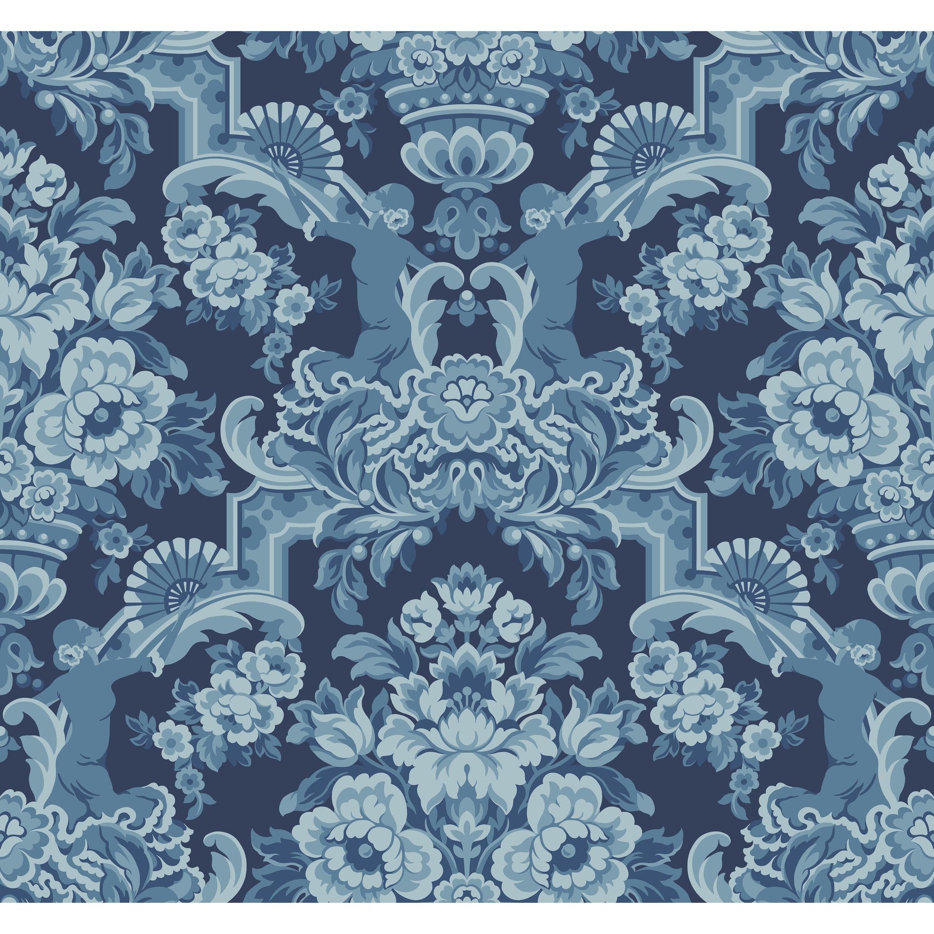 Cole & Son Lola China Blues On Midnight Wallpaper
