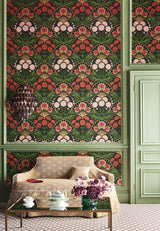 Cole & Son FLAMENCO FAN CERISE/DK TANGERINE/GOLD/BLK Wallpaper
