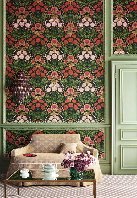 Cole & Son FLAMENCO FAN CERISE/DK TANGERINE/GOLD/BLK Wallpaper