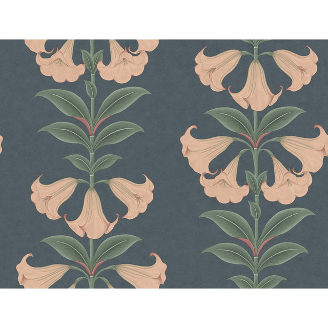Cole & Son ANGELS TRUMPET CORAL & VIRIDIAN ON INK Wallpaper