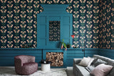 Cole & Son ANGELS TRUMPET CORAL & VIRIDIAN ON INK Wallpaper