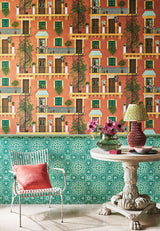 Cole & Son ALFARO OCHRE/RACING CAR GREEN/TERRACOTTA Wallpaper