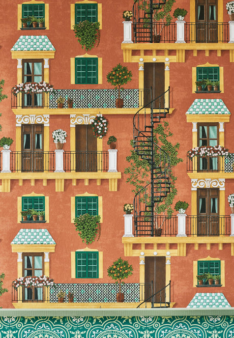 Cole & Son ALFARO OCHRE/RACING CAR GREEN/TERRACOTTA Wallpaper