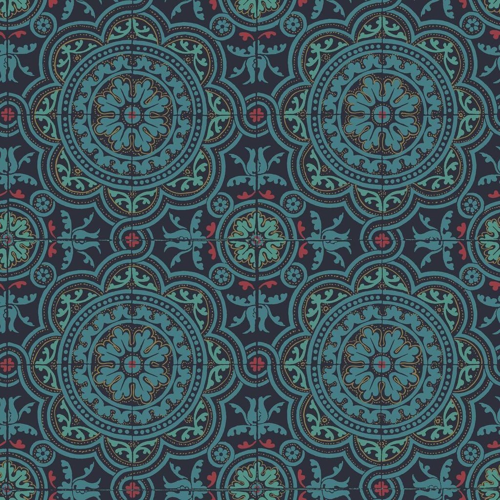 Cole & Son PICCADILLY PETROL/RED/METALLIC GOLD ON INK Wallpaper