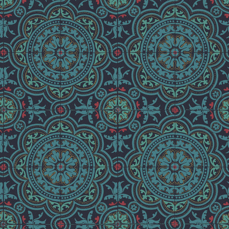 Cole & Son PICCADILLY PETROL/RED/METALLIC GOLD ON INK Wallpaper