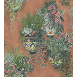 Cole & Son TALAVERA WP ROSE & SPRING GREEN ON TERRACOTTA Wallpaper
