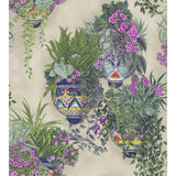 Cole & Son TALAVERA WP MAGENTA & SPRING GREENS ON STONE Wallpaper