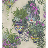 Cole & Son Talavera Magenta & Spring Greens On Stone Wallpaper
