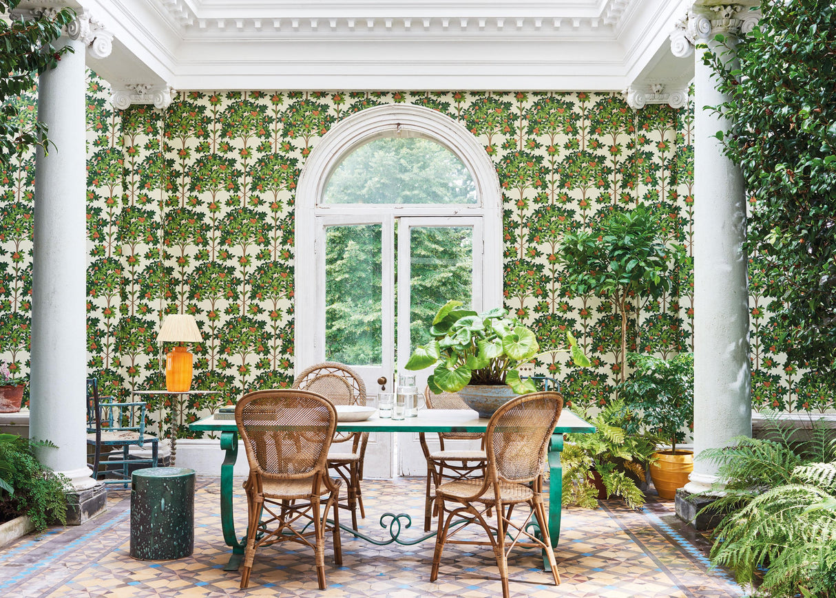 Cole & Son ORANGE BLOSSOM ORANGE & SPRING GREEN/PARCH Wallpaper