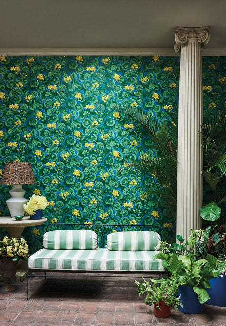 Cole & Son GERANIUM LEMON/FOREST GREEN/ELECTRIC BLUE Wallpaper