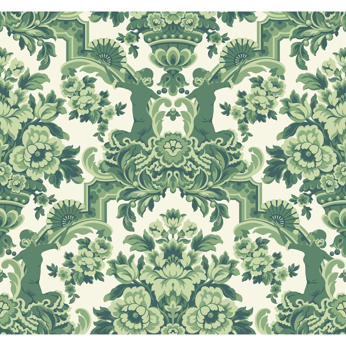 Cole & Son LOLA FOREST GREENS ON WHITE Wallpaper