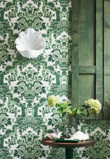 Cole & Son LOLA FOREST GREENS ON WHITE Wallpaper