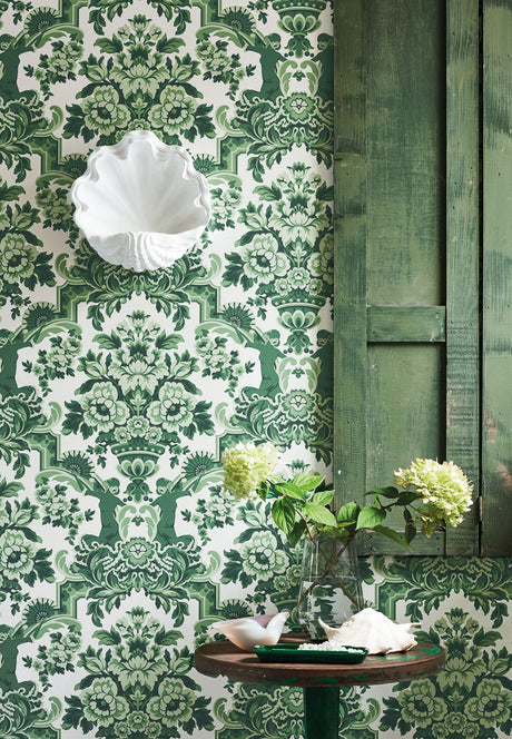 Cole & Son LOLA FOREST GREENS ON WHITE Wallpaper