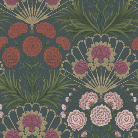 Cole & Son FLAMENCO FAN MAGENTA/RED/METALLIC GLVR/INK Wallpaper