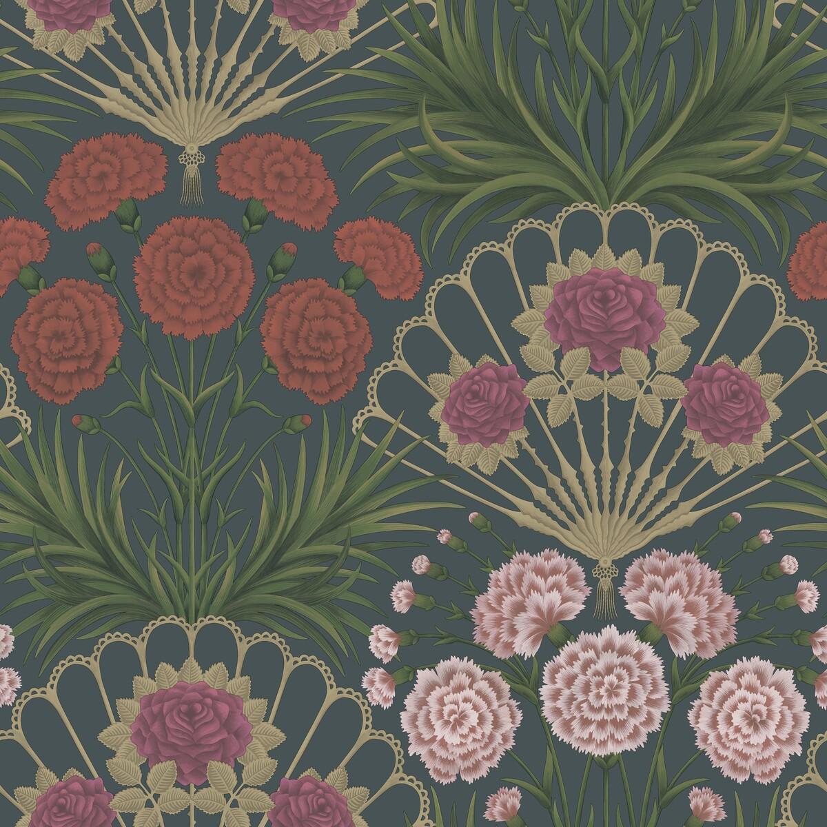 Cole & Son Flamenco Fan Magenta/Red/Metallic Glvr/Ink Wallpaper