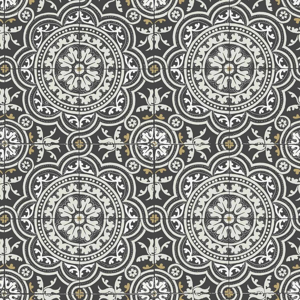 Cole & Son PICCADILLY GREY & METALLIC GOLD ON BLACK Wallpaper
