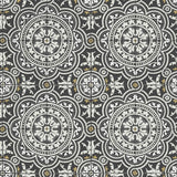Cole & Son Piccadilly Grey & Metallic Gold On Black Wallpaper