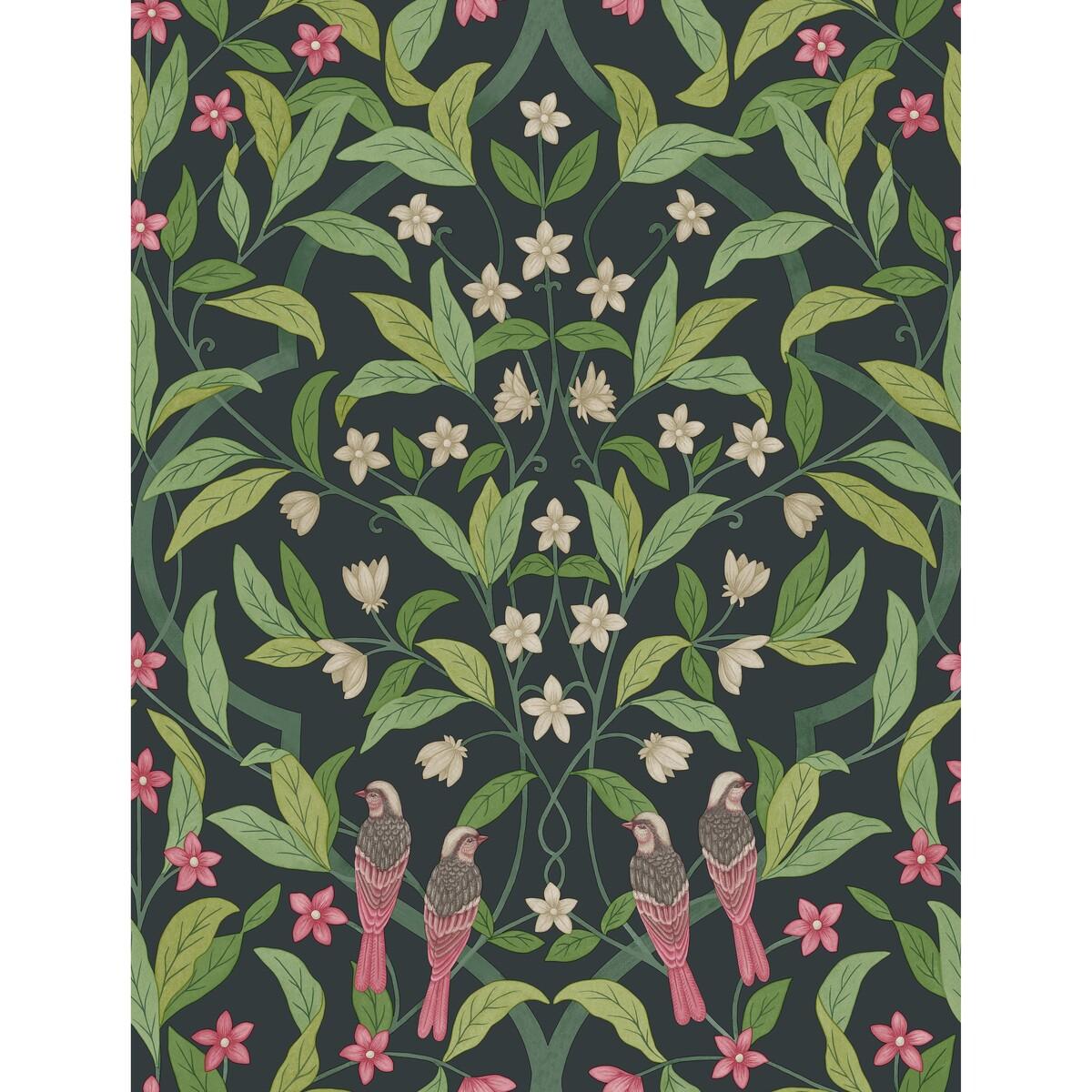 Cole & Son Jasmine & Serin Symphony Rose/Grn/Viridian Wallpaper
