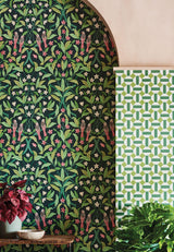 Cole & Son JASMINE & SERIN SYMPHONY ROSE/GRN/VIRIDIAN Wallpaper