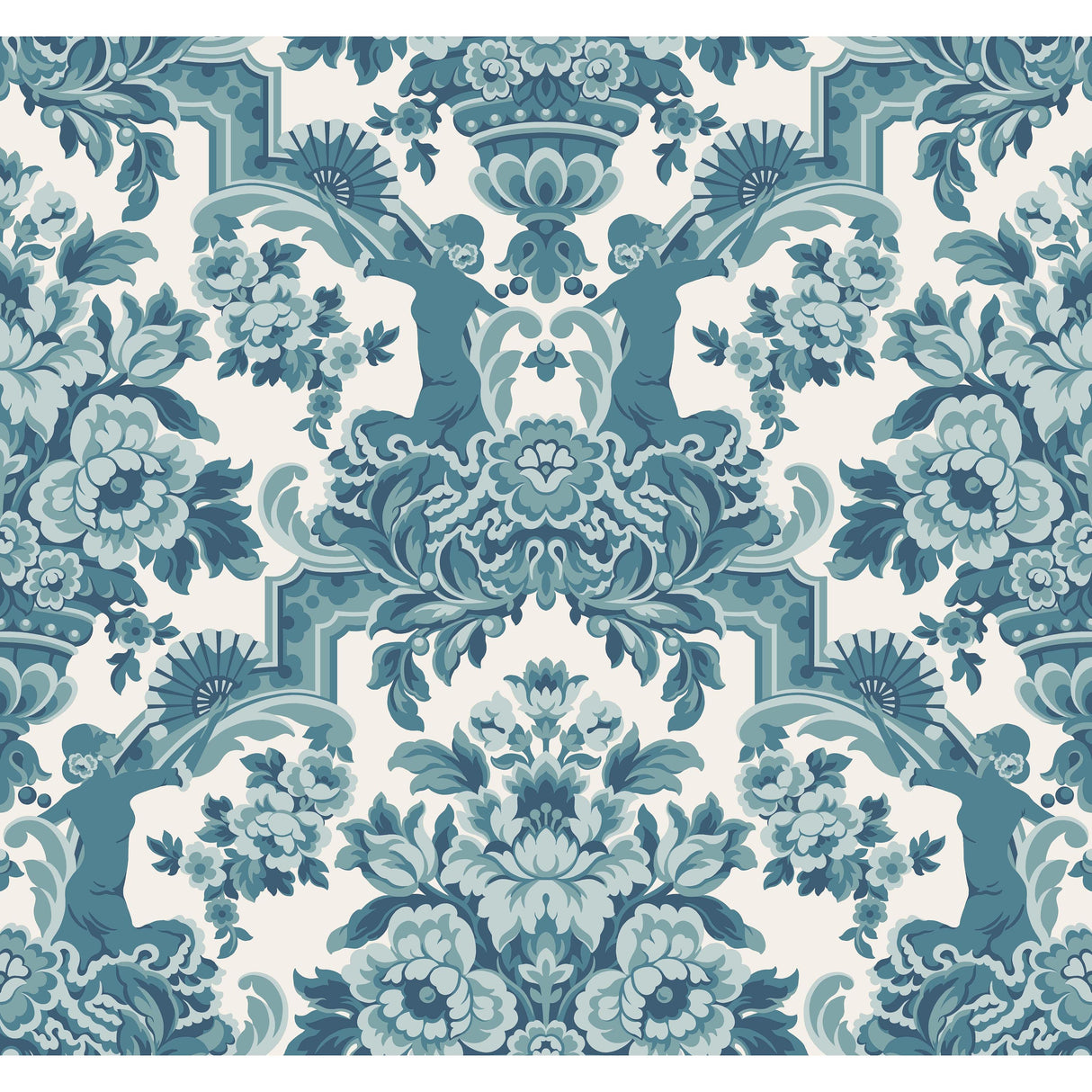 Cole & Son LOLA PETROL BLUES ON WHITE Wallpaper