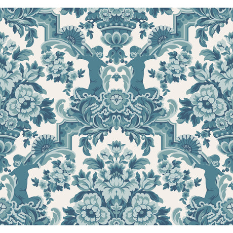 Cole & Son LOLA PETROL BLUES ON WHITE Wallpaper