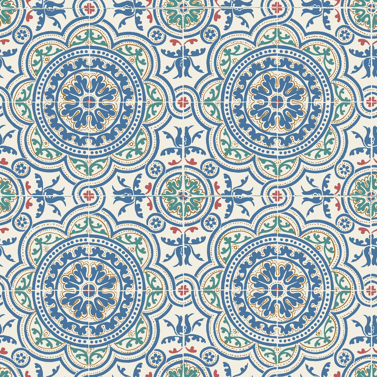 Cole & Son PICCADILLY DENIM & ROUGE ON CHALK Wallpaper