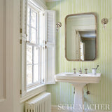 Schumacher Sketched Stripe Green Wallpaper