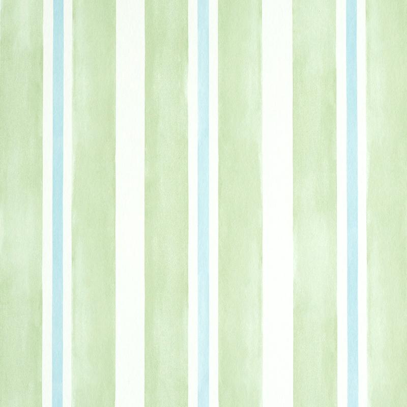 Schumacher Watercolor Stripe Leaf Wallpaper