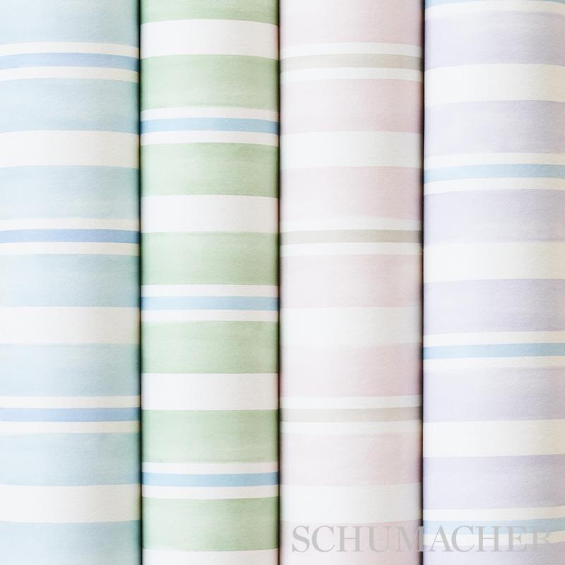 Schumacher Watercolor Stripe Lavender Wallpaper