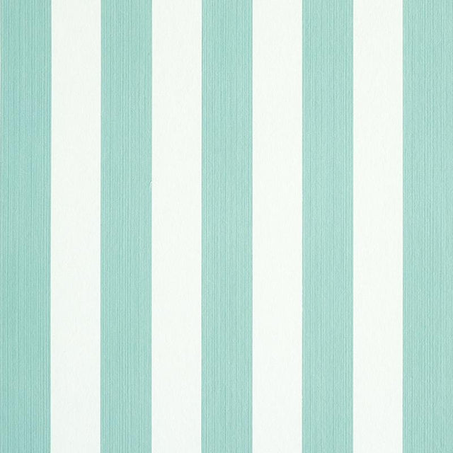 Schumacher Edwin Stripe Medium Seaglass Wallpaper