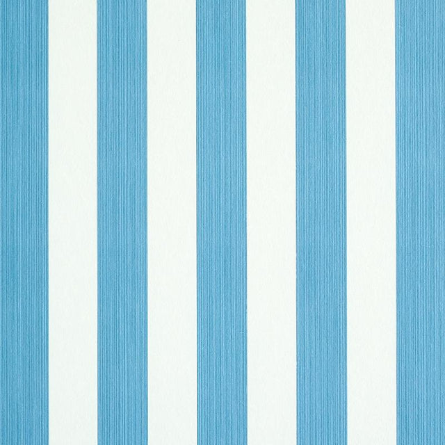 Schumacher Edwin Stripe Medium Ocean Wallpaper