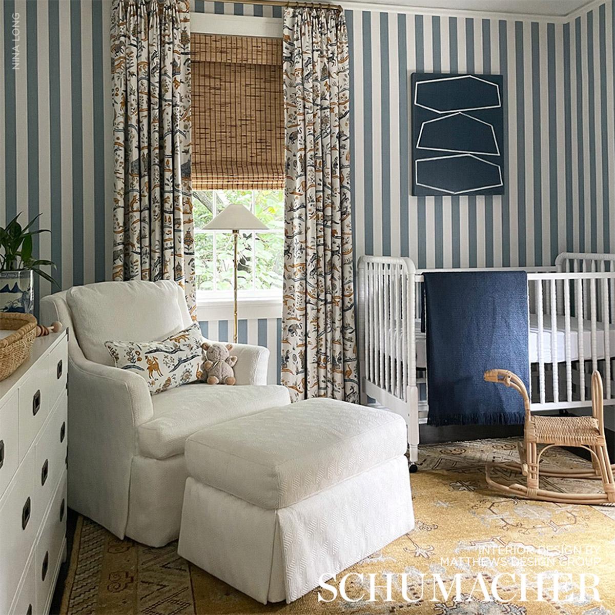 Schumacher Edwin Stripe Medium Slate Wallpaper