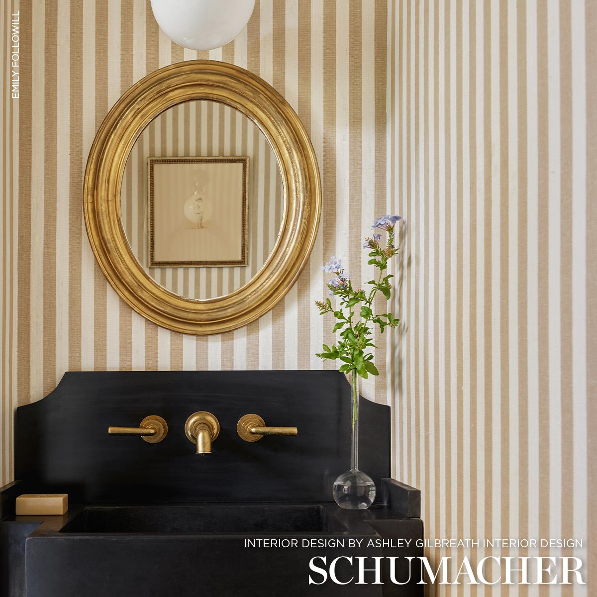 Schumacher Edwin Stripe Medium Wheat Wallpaper
