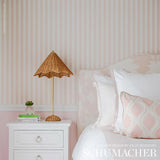 Schumacher Edwin Stripe Medium Blush Wallpaper