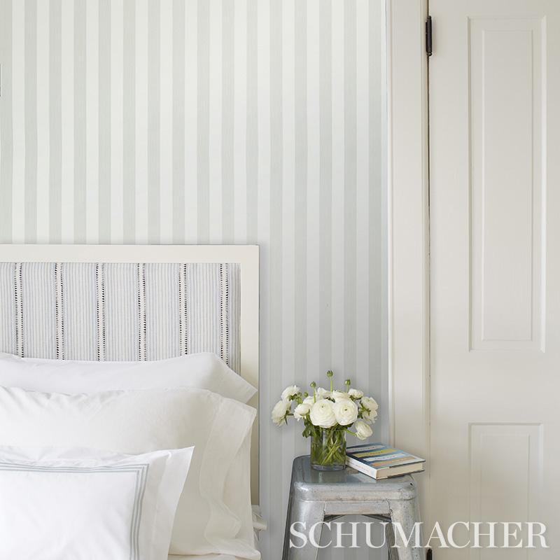 Schumacher Edwin Stripe Medium Blush Wallpaper